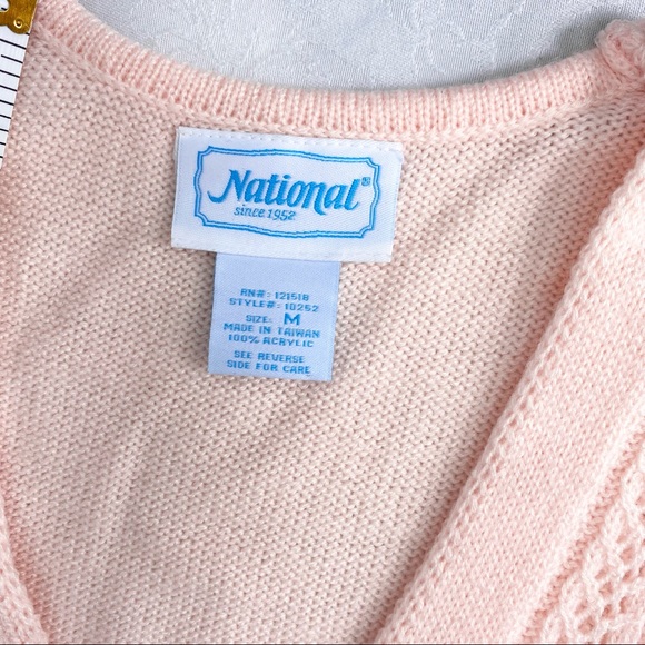 Vintage Oversized Pink Sweater Vest M Knit - Picture 5 of 6